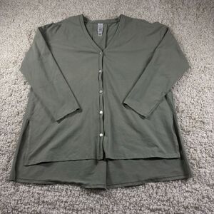 Wynne Layers Top Women's Large Button Up Blouse Cardigan Green‎